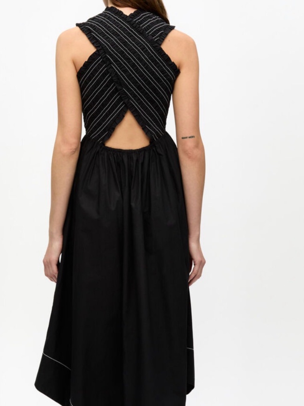Ganni Washed Stretch Cotton Smock Midi Dres - Picture 4 of 5